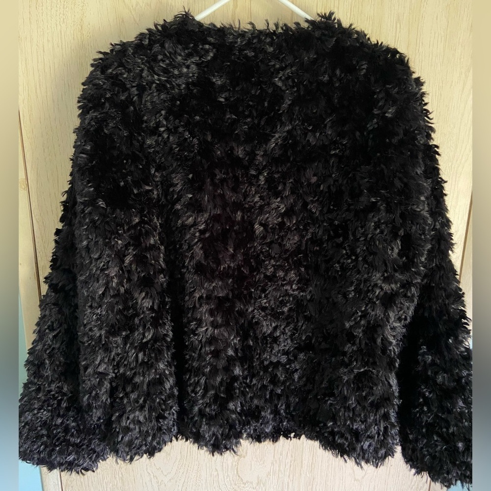 DONNA SALYERS Fabulous Furs Luxury Faux Fur Black “Lamb” Jacket L - Picture 6 of 10